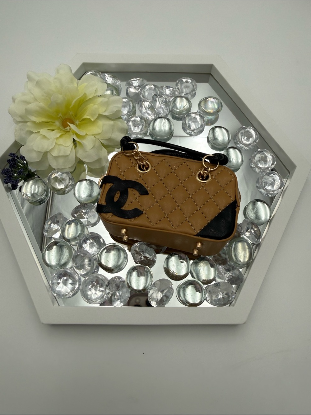 💝💝💝UNIQUE CC INTERLOCKING ADORABLE MINI QUILTED BAG CHARM - CHANEL STYLE